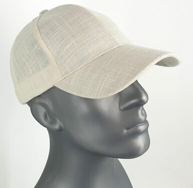 Linnen voorgevormde baseball cap zomerpet kleur lichtbeige
