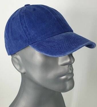 Washed katoenen baseball cap zomerpet kleur kobalt blauw