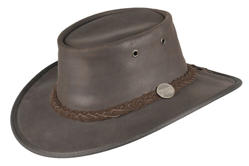 Barmah Hat Foldaway Oiled leren Australische hoed kleur bruin