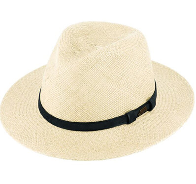 Panama hoed kleur naturel met zwarte band 