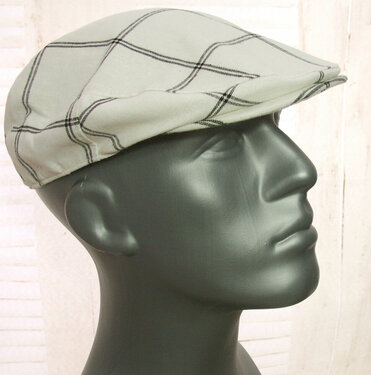 Klassieke zomer flatcap van linnen katoen lichtbeige met ruit