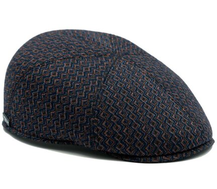 Luxe Marone  flatcap winterpet kleur blauw mix