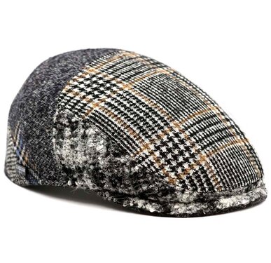 Luxe wollen winter flatcap winterpet kleur grijs mix 