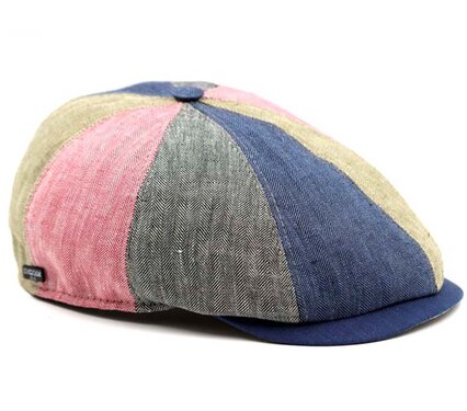 Linnen 8-panel cap made in Italy merk Marone gekleurd