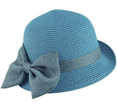 Cloche jaren 20 style van toyostro kleur turquoise met strik versiering 