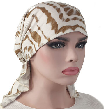 Bandana chemomuts hoofddoek voor haarverlies kleur bruin creme