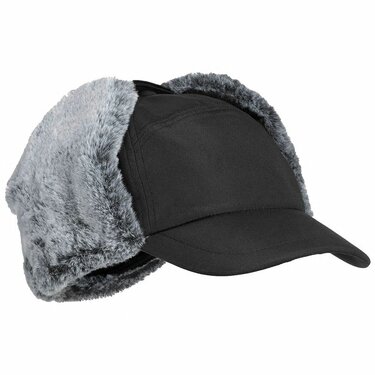 Waterdichte en winddichte cap herenpet winterpet met oorflappen kleur zwart maat one size