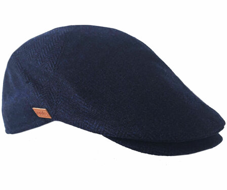 Major Wear wollen flatcap heren winterpet blauw met ruitje