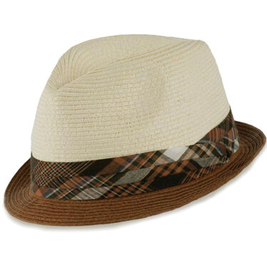 Daster klein strohoedje trilby model kleur naturel bruin