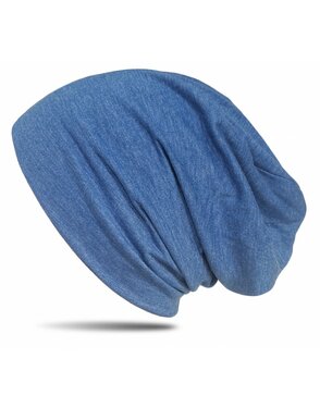 Muts haarverlies chemomuts supersoft kleur blauw gemeleerd
