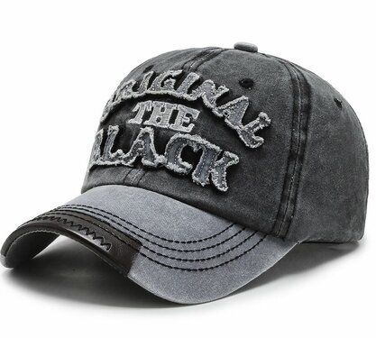 Washed Vintage Distressed Baseball cap met patches Original the Black kleur grijs
