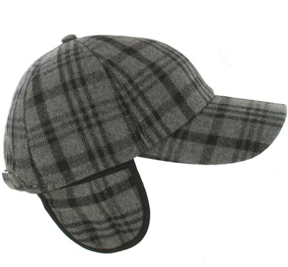 Winterse baseball cap ruit met oorwarmers kleur grijs