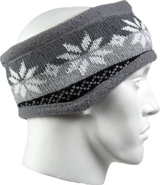 Hoofdband voor dames en heren met sneeuwvlok fleece gevoerd kleur grijs