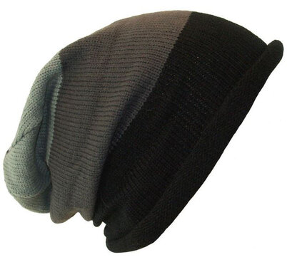 Unisex Trendy longbeanie grijs met zwart