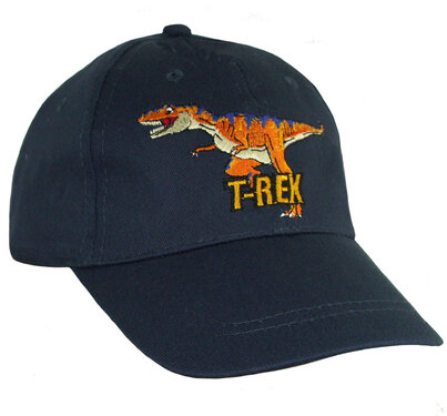 Kids katoenen jongenspet T-REX kleur blauw