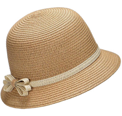 Cloche jaren 20 style van papierstro kleur beige