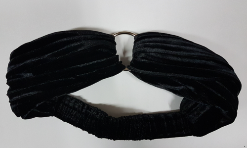 Indini zwarte hoofdband fluweel met ring
