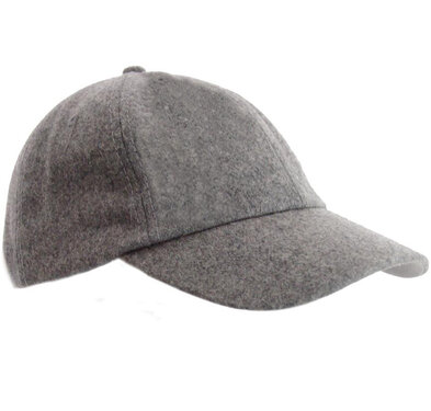 Wollen herenpet baseball cap kleur grijs