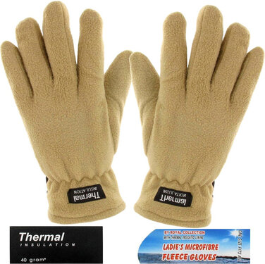 Thermal fleece handschoenen kleur beige