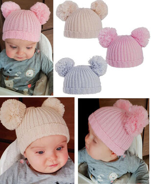 Leuk baby wintermutsje met pompons