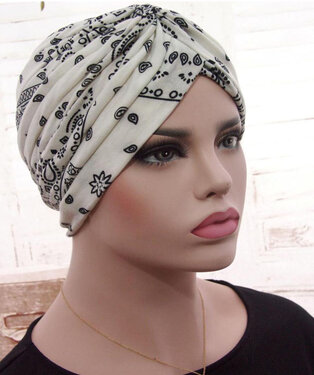 Zachte Stretch Tulband Wrap WELLNESS Haarverlies Muts PAISLEY