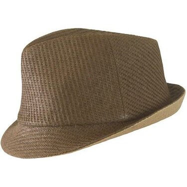 Aanbieding! Strohoedje trilby model kleur bruin