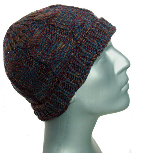 Beanie van acryl in bordeaux rood mix