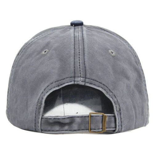 Vintage blauwe katoenen baseball cap met patch 