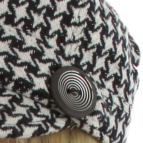 Prachtige damesbaret met kort klepje met houndstooth print