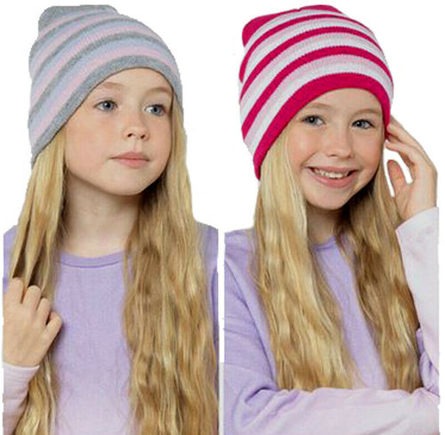 TREND Meisjes oversized wintermuts beanie grijs gestreept