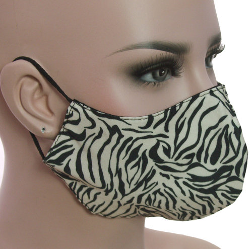 Mondkapje mondmasker wasbaar stoffen herbruikbaar zebra print beige zwart