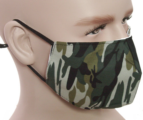 Mondkapje mondmasker wasbaar stof herbruikbaar camouflage print groen
