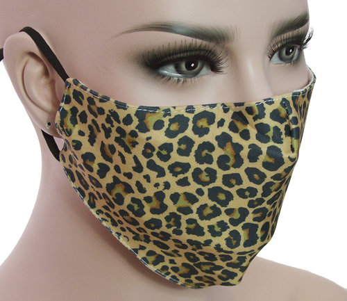 Mondkapje mondmasker wasbaar stoffen herbruikbaar luipaard print okergeel