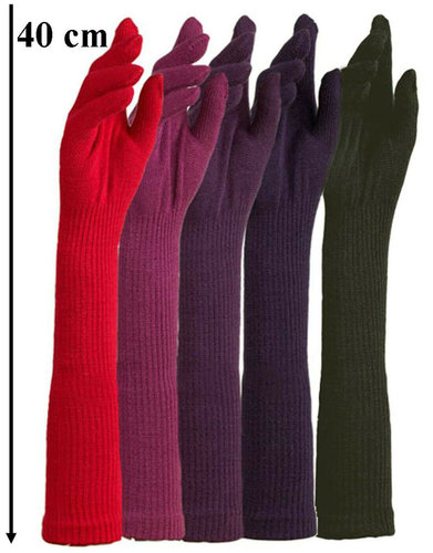 Extra lange handschoenen van acryl kleur lila