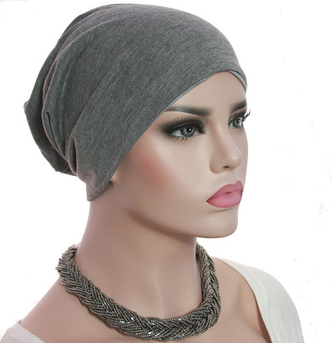 Chemomuts beanie kort of lang te dragen kleur grijs maat one size