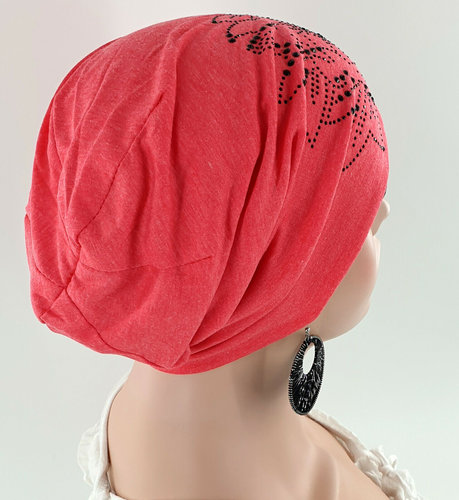 Chemomuts beanie te gebruiken bij haarverlies na een chemokuur kleur koraal