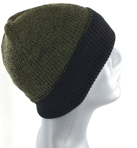 Muts met omslag beanie reversible zwart groen van acryl 