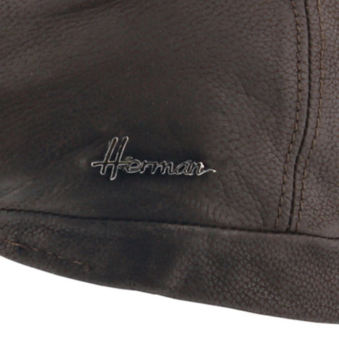 Herman Headwear Duke leren flatcap met oorflappen kleur bruin