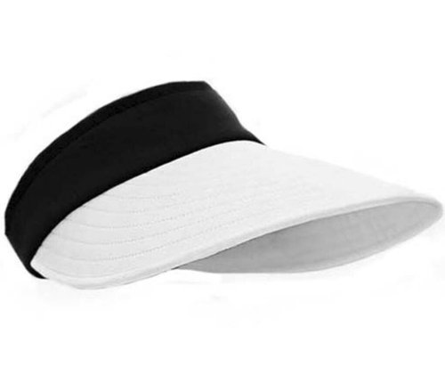 Zonneklep met extra brede en lange klep voor optimale bescherming in wit met zwart