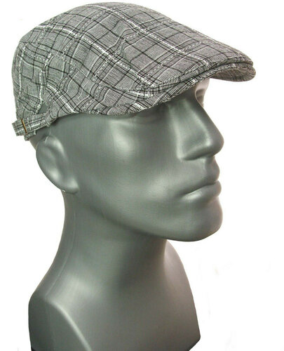 Zomerpet herenpet flatcap grijs met ruitje