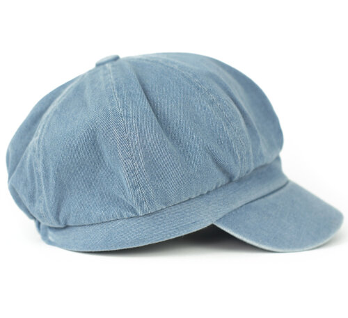 Bakerboy baret dames oversized ballonpet denim spijkerstof kleur lichtblauw