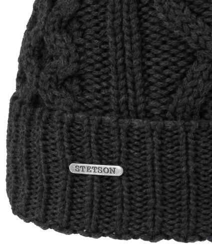 STETSON muts kleur zwart met kabel patroon 100% wol