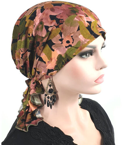 Bandana chemomuts hoofddoek voor haarverlies herfst kleuren gebloemd