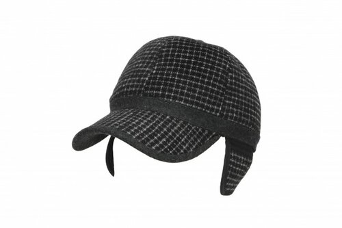 Warme voorgevormde baseball capmet oorflappen kleur antraciet zwart blokje