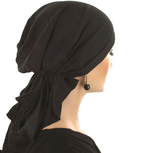Comfortabele zwarte stretch bandana muts hoofddoekje 