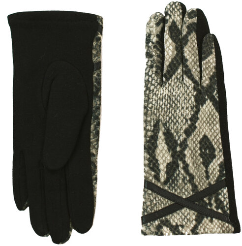 Dames handschoenen slangenprint snakeprint beige zwart maat M/L
