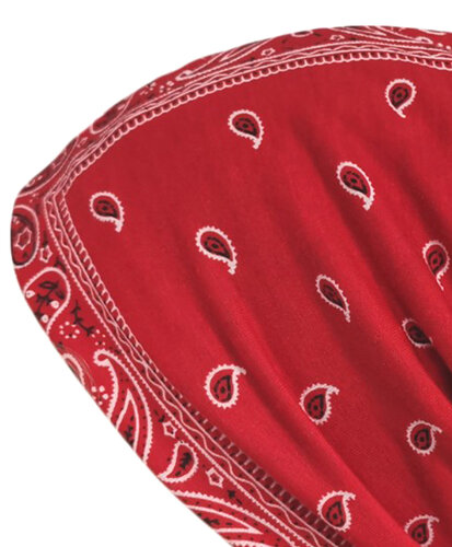 Dubbellaagse chemomuts beanie met paisley motief kleur rood