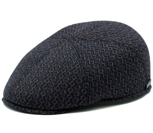 Luxe Marone  flatcap winterpet kleur blauw mix