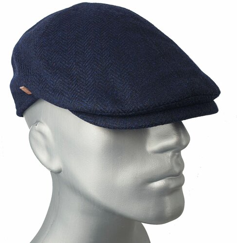 Major Wear wollen flatcap heren winterpet blauw met ruitje