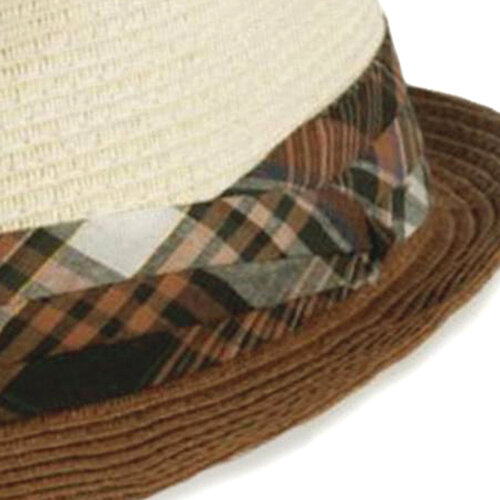 Daster klein strohoedje trilby model kleur naturel bruin